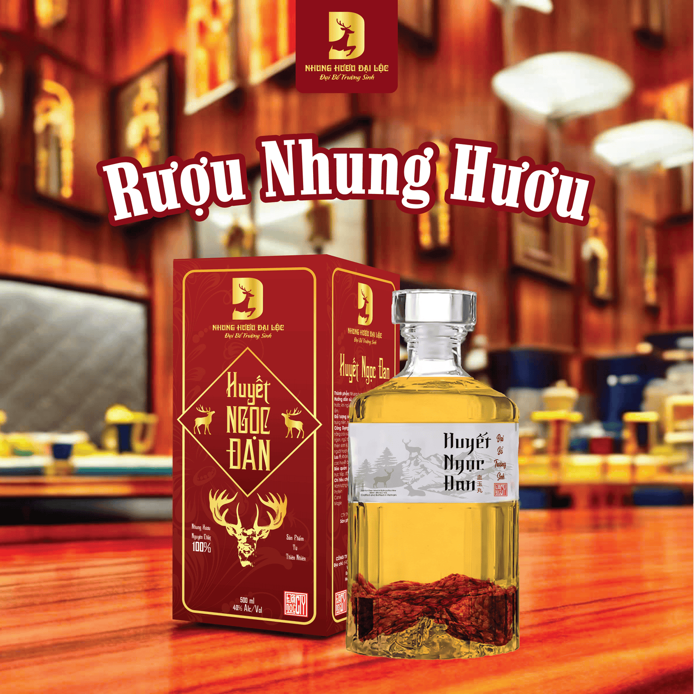 Rượu Huyết Ngọc Đan Nhung Hươu 500ML